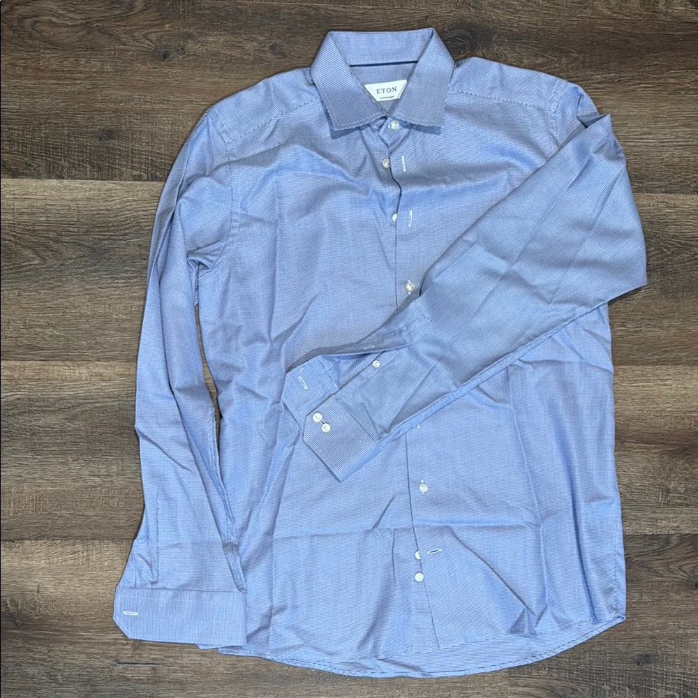 Eton Blue Dress Shirt Classic Design Lightweight - Picture 2 of 4